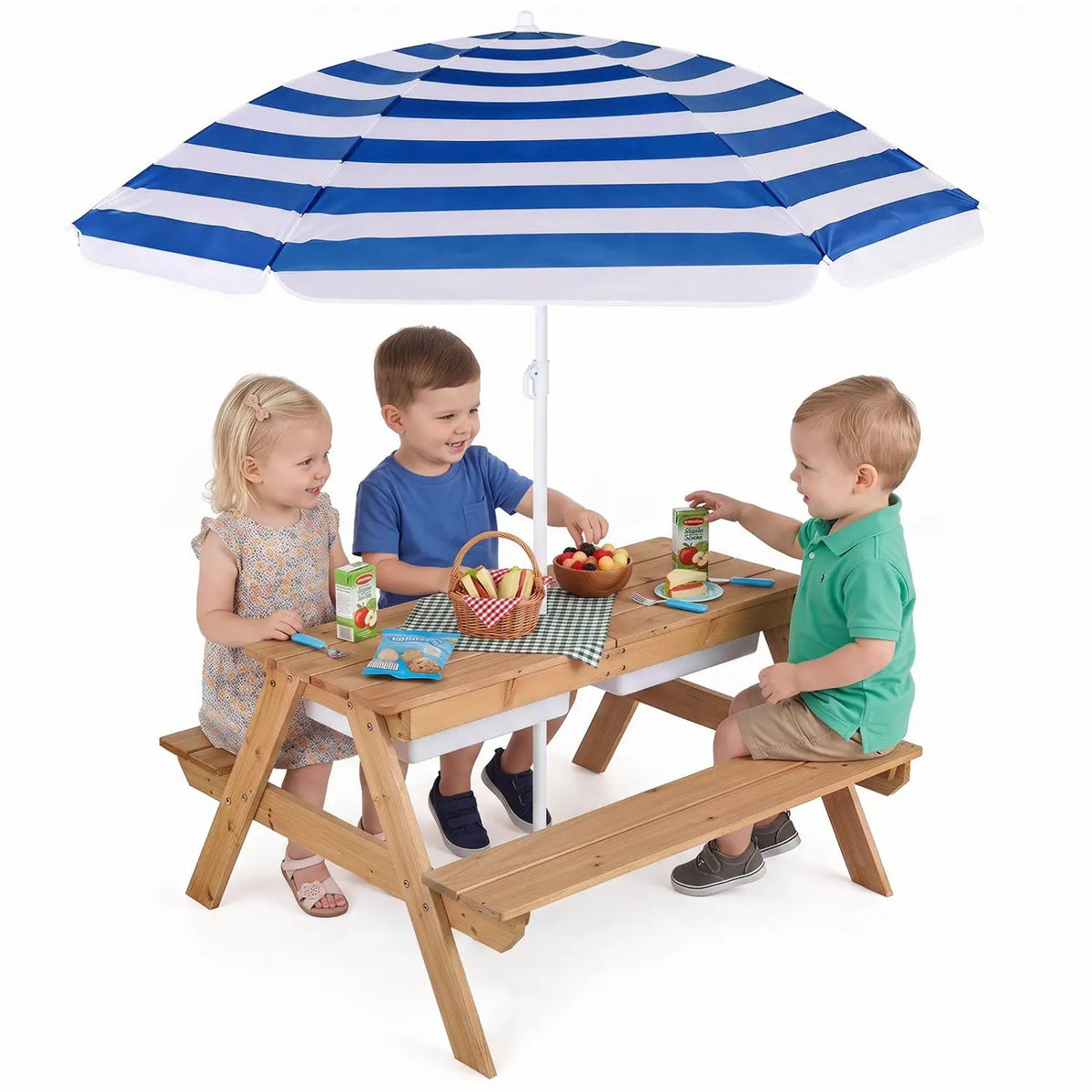 Kids Outdoor Picnic Water Sand Table with Umbrella by DirectDeals