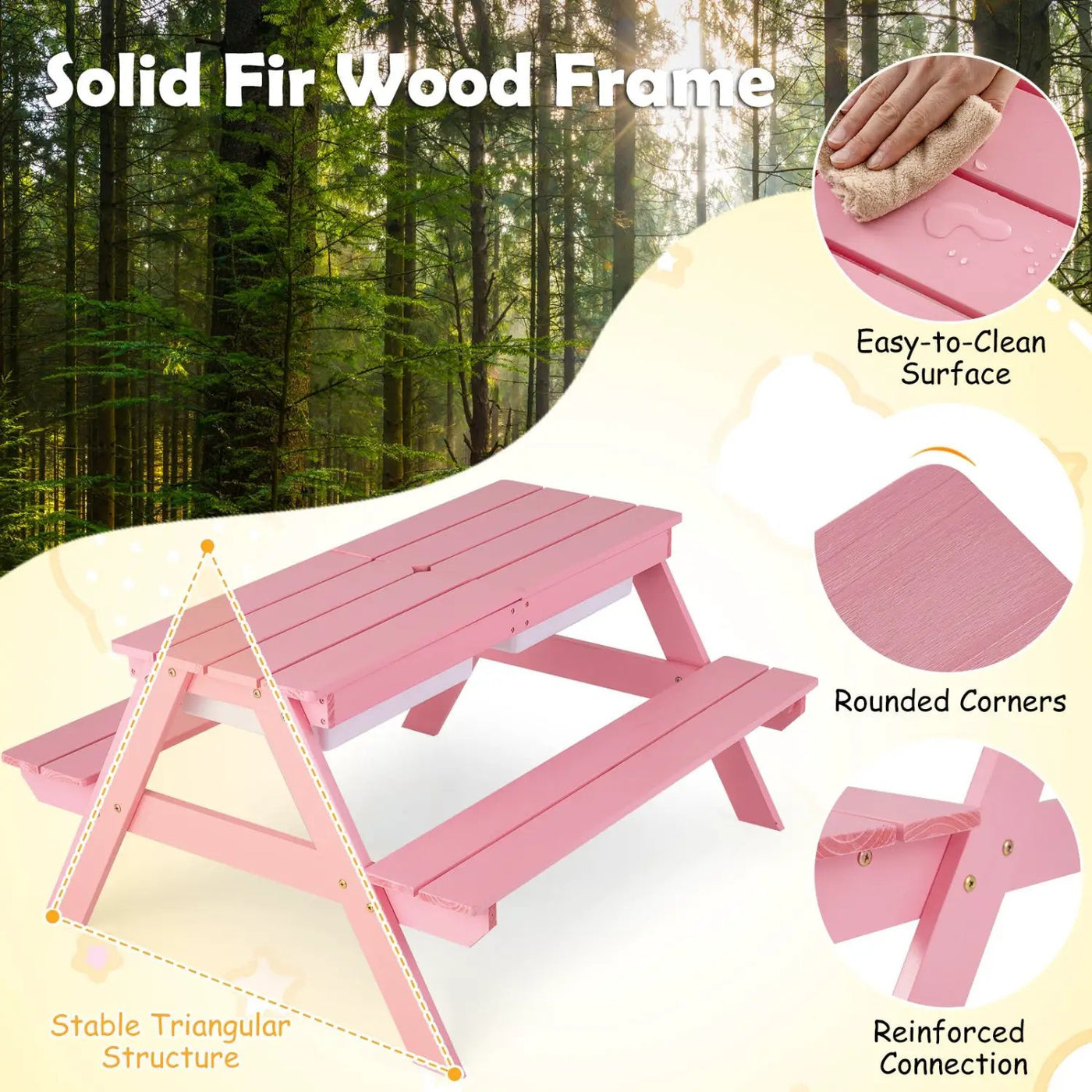 Kids Outdoor Picnic Water Sand Table with Umbrella by DirectDeals