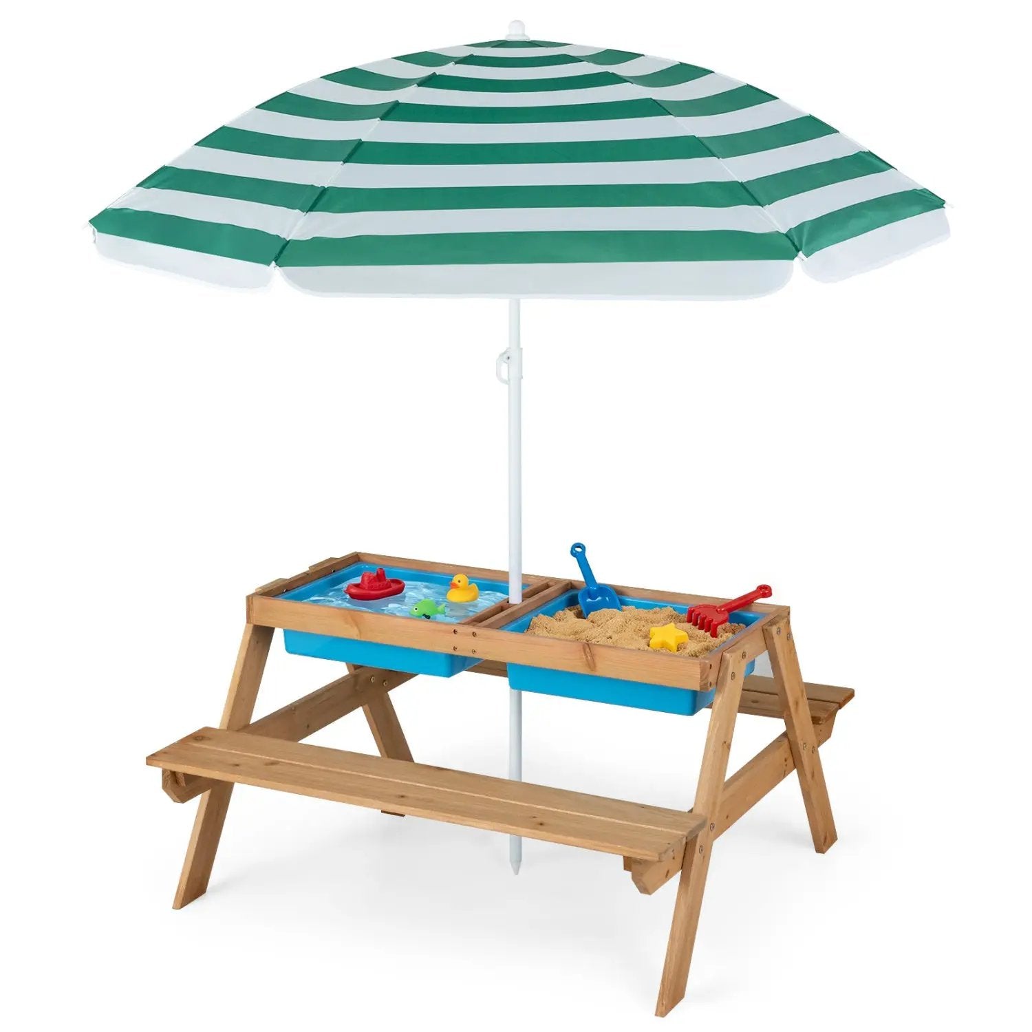 Kids Outdoor Picnic Water Sand Table with Umbrella by DirectDeals