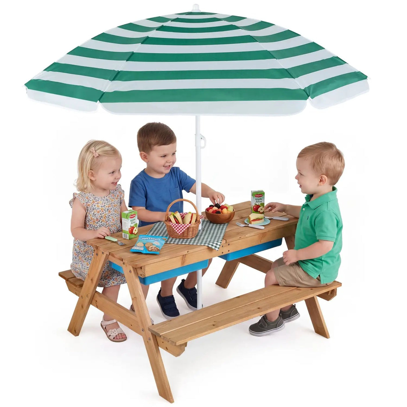 Kids Outdoor Picnic Water Sand Table with Umbrella by DirectDeals
