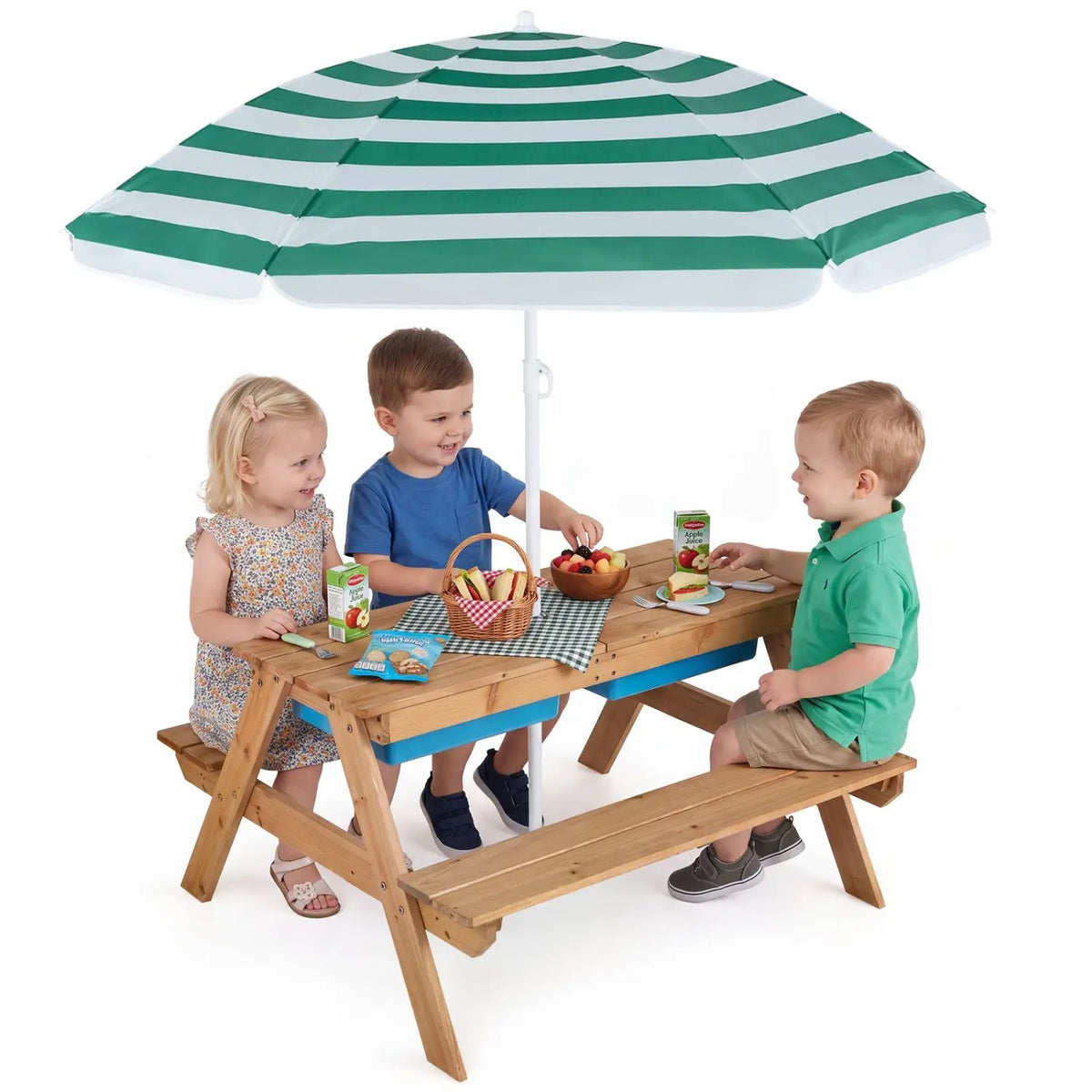 Kids Outdoor Picnic Water Sand Table with Umbrella by DirectDeals