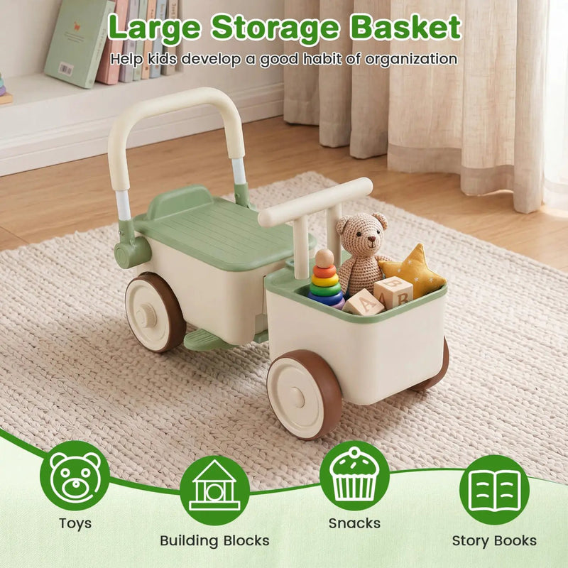 3-in-1 Kids Ride On Push Car with Rope and Storage Basket by DirectDeals