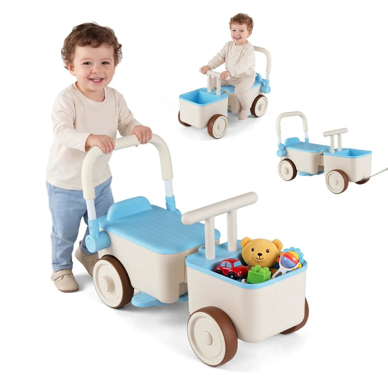 3-in-1 Kids Ride On Push Car with Rope and Storage Basket by DirectDeals
