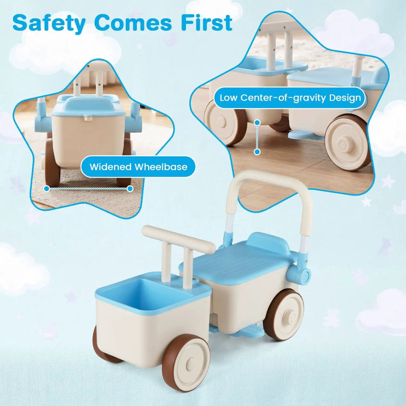 3-in-1 Kids Ride On Push Car with Rope and Storage Basket by DirectDeals