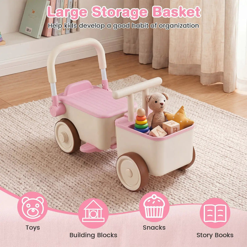 3-in-1 Kids Ride On Push Car with Rope and Storage Basket by DirectDeals