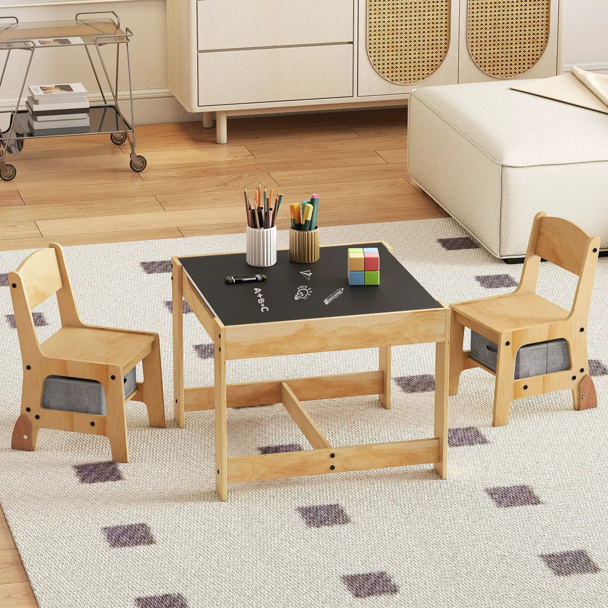3 in 1 Kids Table and Chair Set with Removable Tabletop and 2 Storage Drawers by DirectDeals