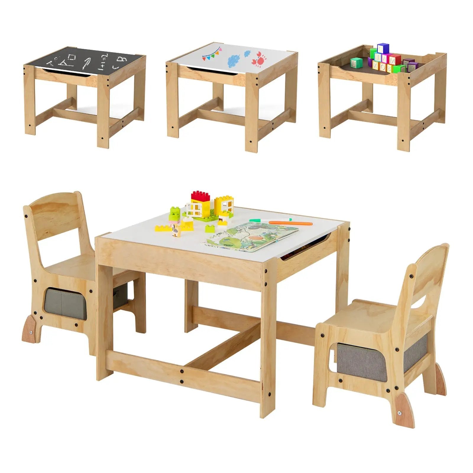 3 in 1 Kids Table and Chair Set with Removable Tabletop and 2 Storage Drawers by DirectDeals
