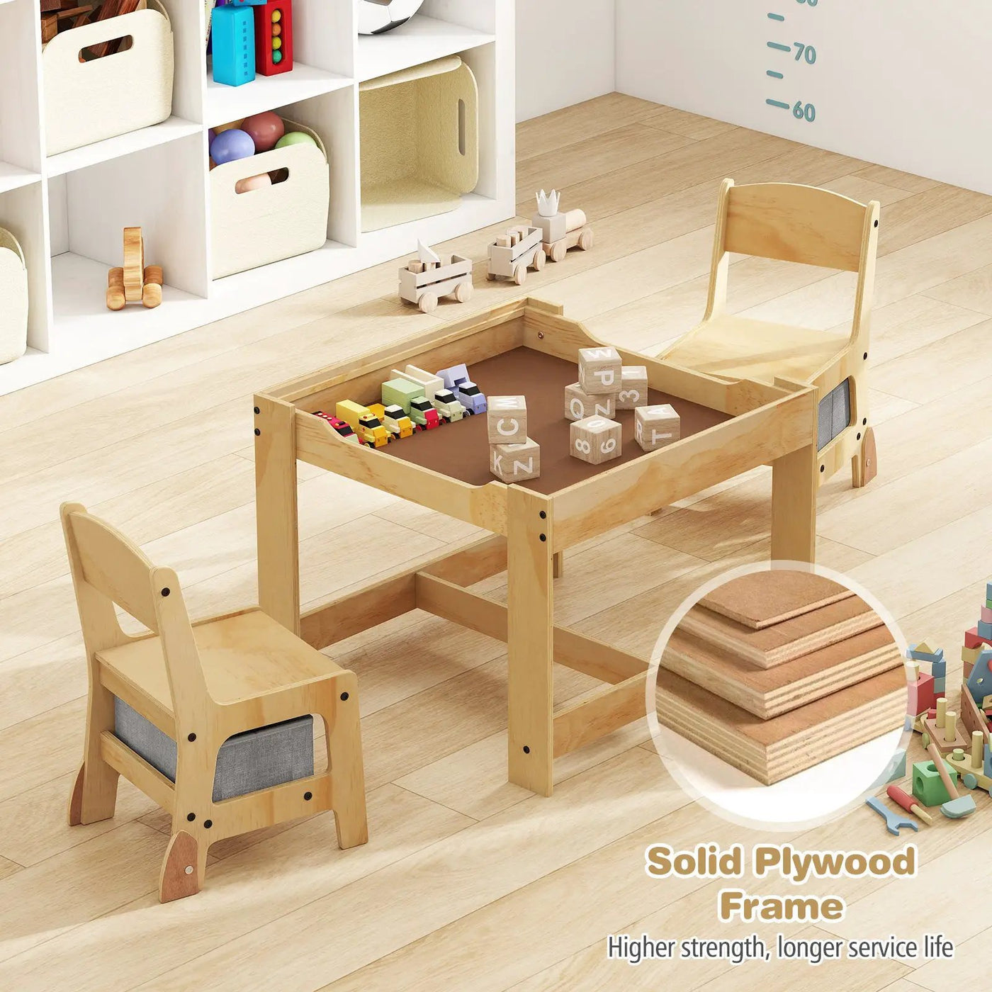 3 in 1 Kids Table and Chair Set with Removable Tabletop and 2 Storage Drawers by DirectDeals