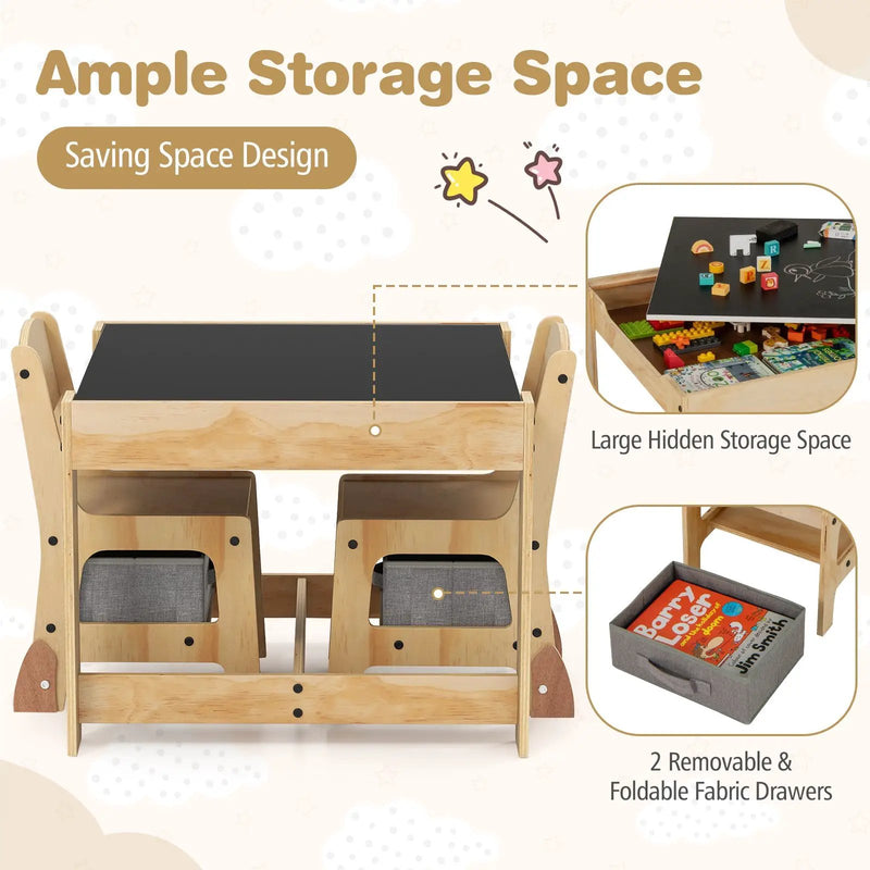 3 in 1 Kids Table and Chair Set with Removable Tabletop and 2 Storage Drawers by DirectDeals