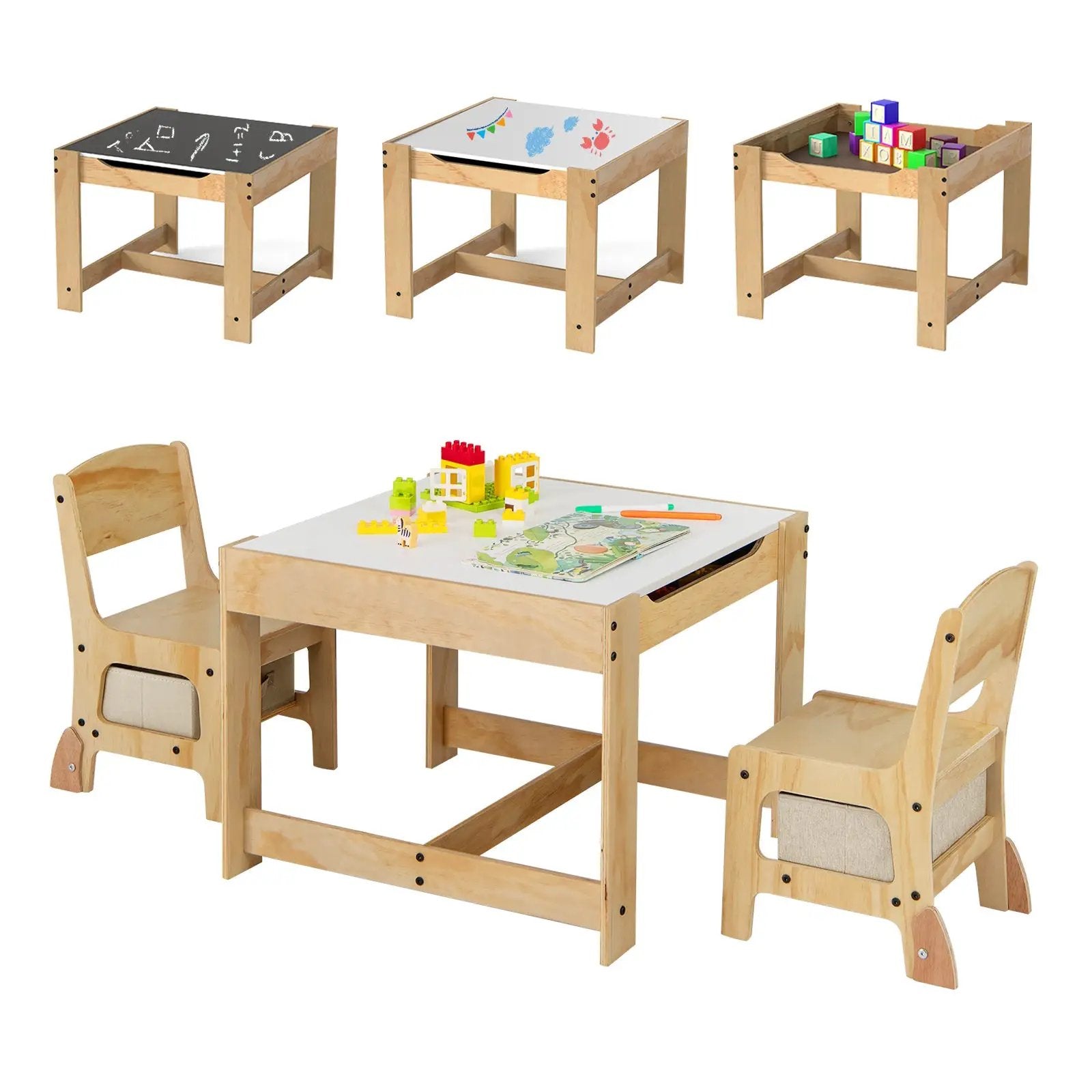 3 in 1 Kids Table and Chair Set with Removable Tabletop and 2 Storage Drawers by DirectDeals