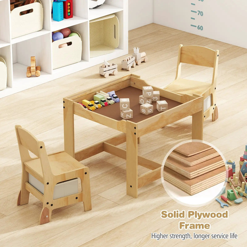 3 in 1 Kids Table and Chair Set with Removable Tabletop and 2 Storage Drawers by DirectDeals