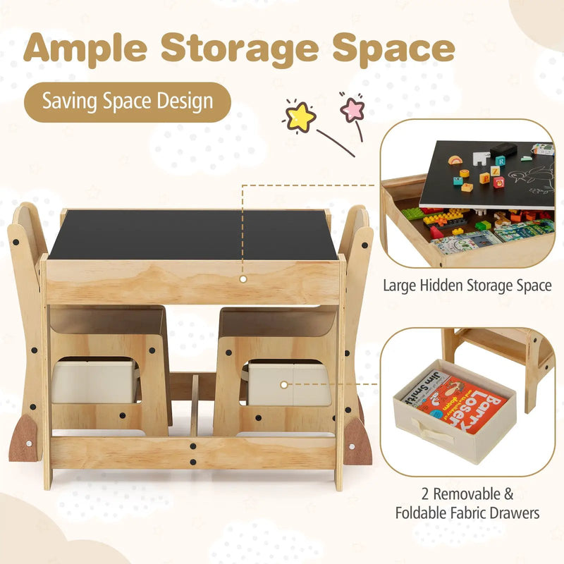 3 in 1 Kids Table and Chair Set with Removable Tabletop and 2 Storage Drawers by DirectDeals