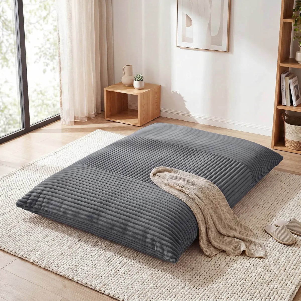 3-in-1 Convertible Bean Bag Chair with Corduroy Fabric by DirectDeals