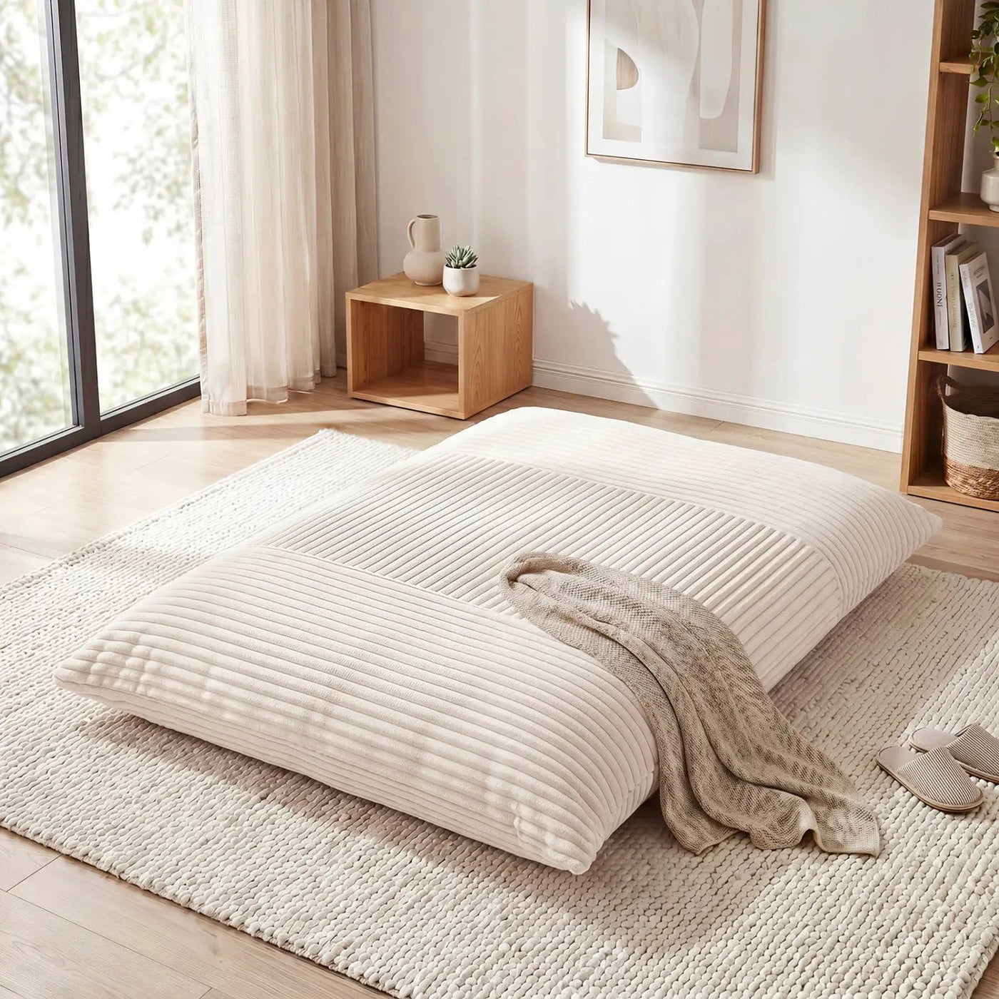 3-in-1 Convertible Bean Bag Chair with Corduroy Fabric by DirectDeals