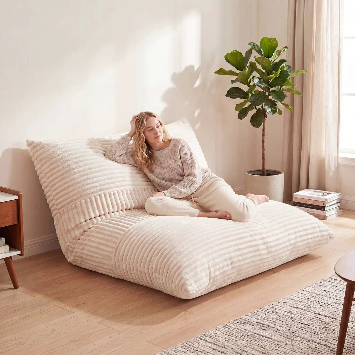 3-in-1 Convertible Bean Bag Chair with Corduroy Fabric by DirectDeals