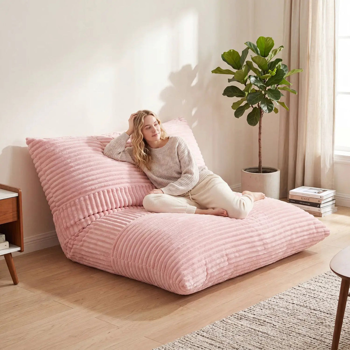 3-in-1 Convertible Bean Bag Chair with Corduroy Fabric by DirectDeals