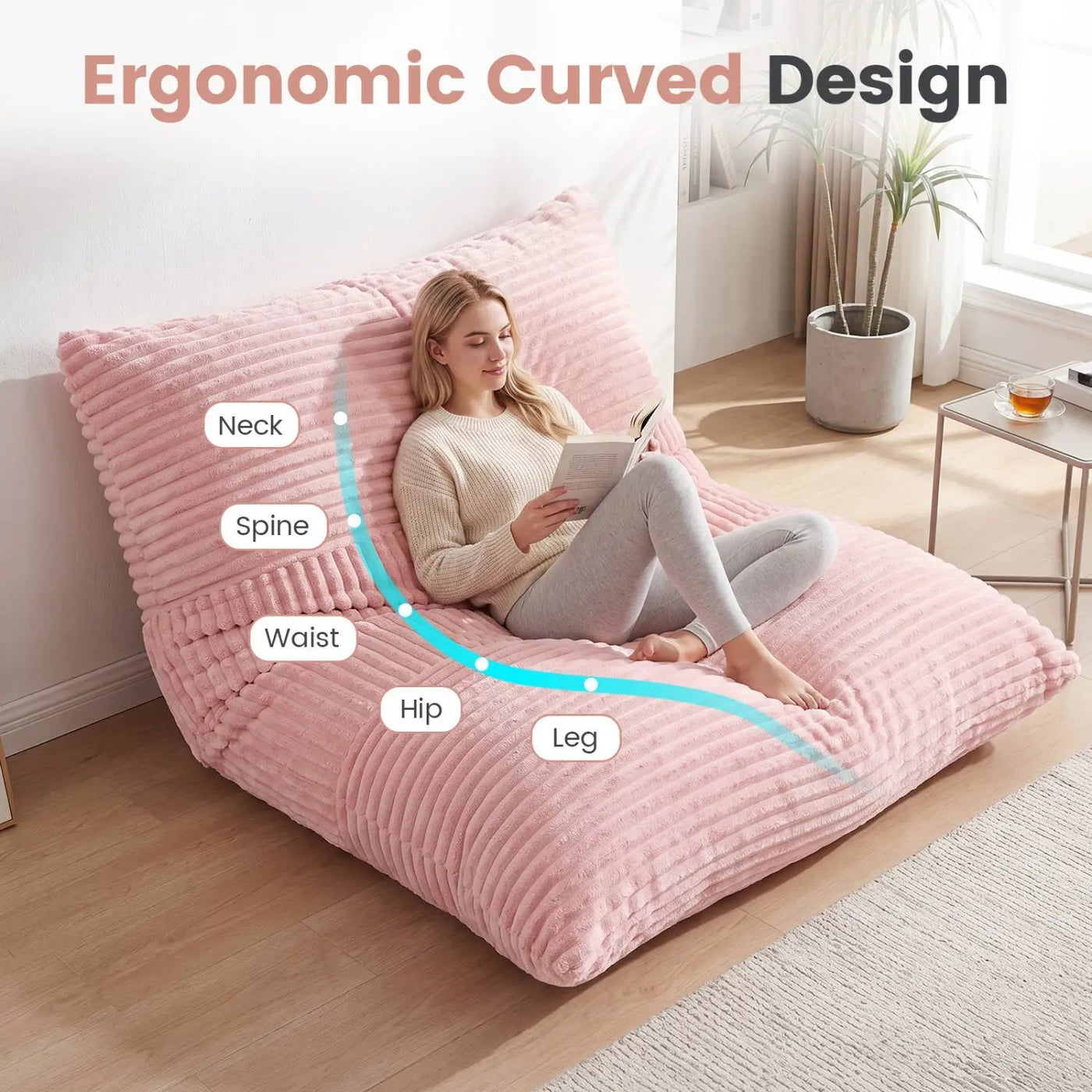 3-in-1 Convertible Bean Bag Chair with Corduroy Fabric by DirectDeals