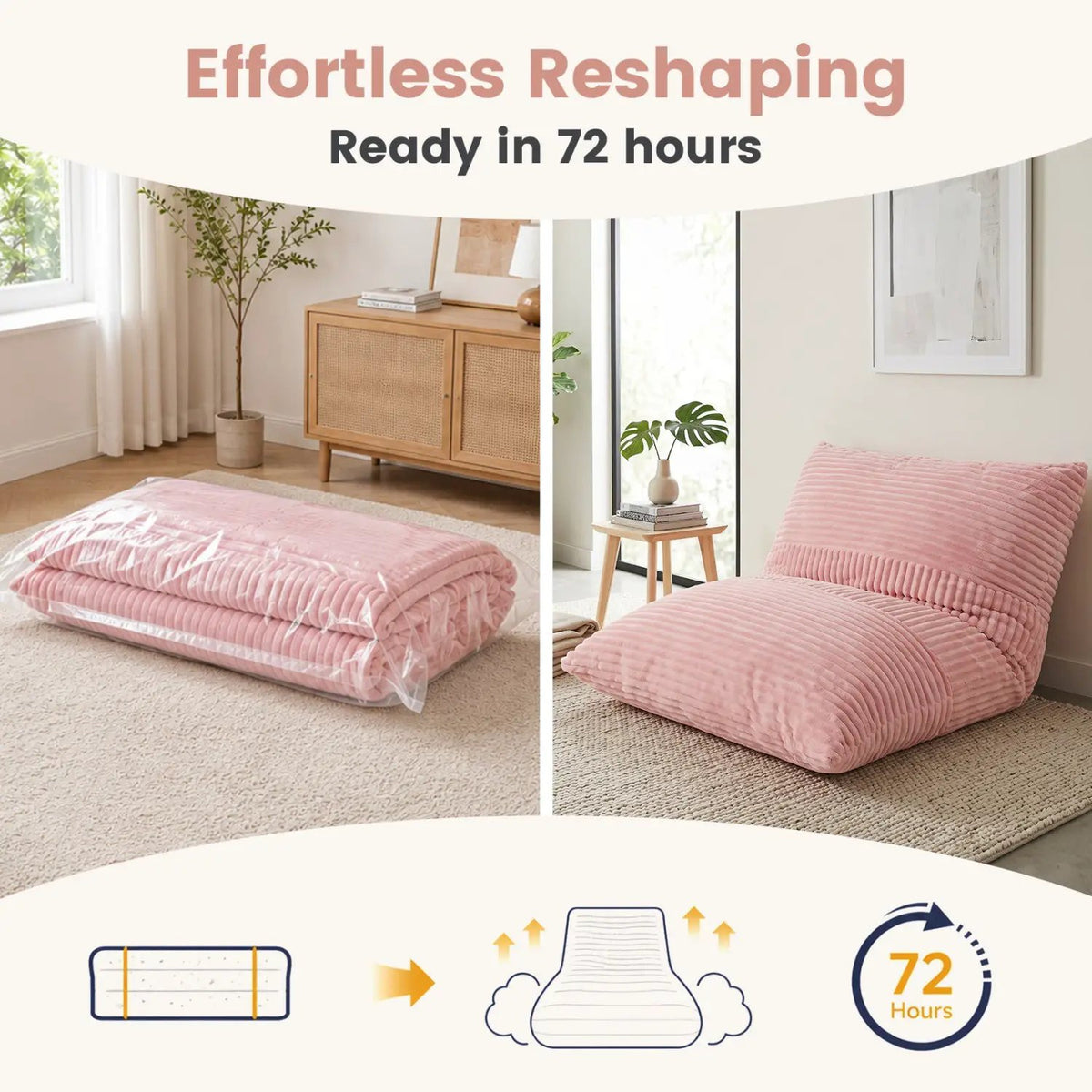 3-in-1 Convertible Bean Bag Chair with Corduroy Fabric by DirectDeals