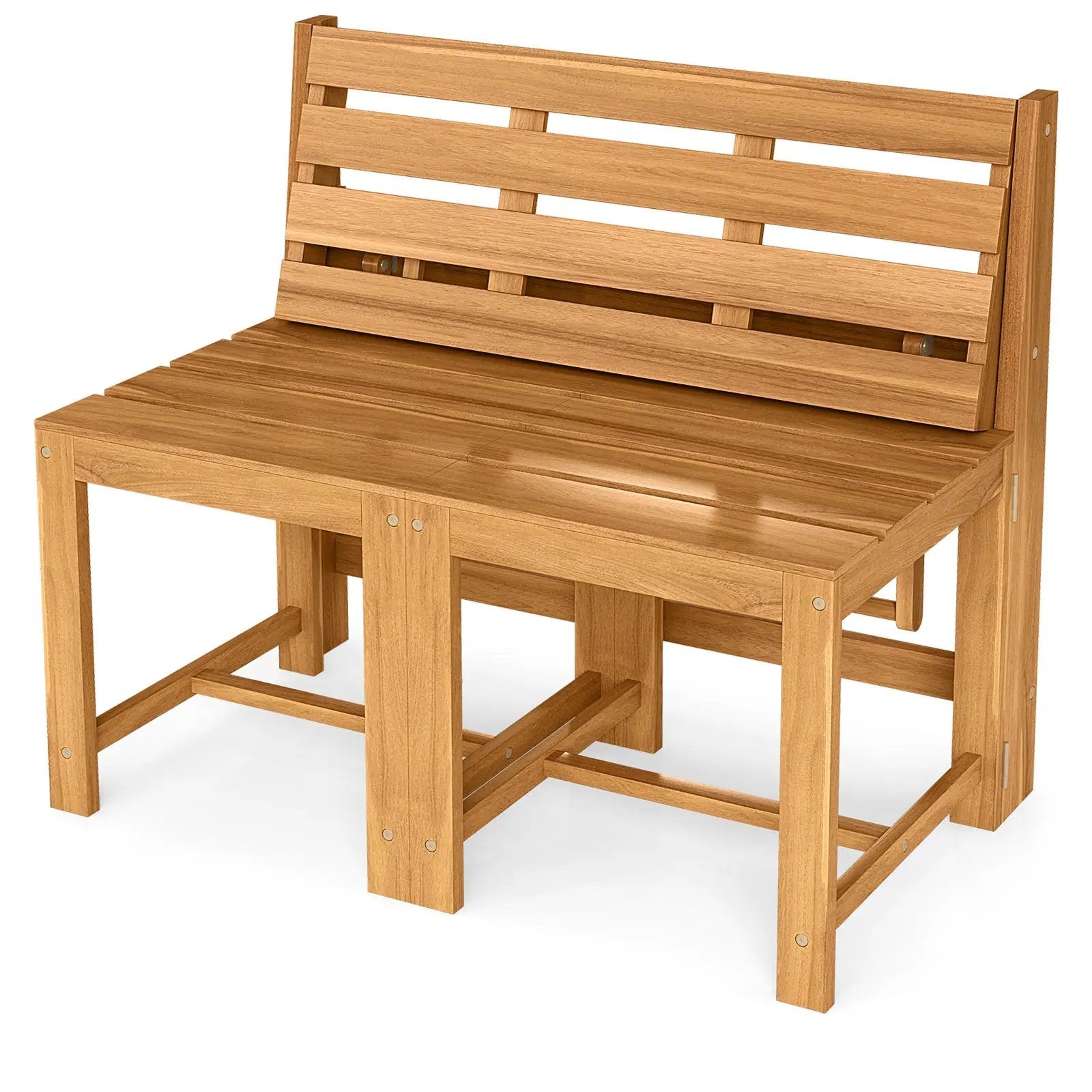 3-in-1 Outdoor Acacia Wood Loveseat Bench Furniture with Slatted Seat by DirectDeals