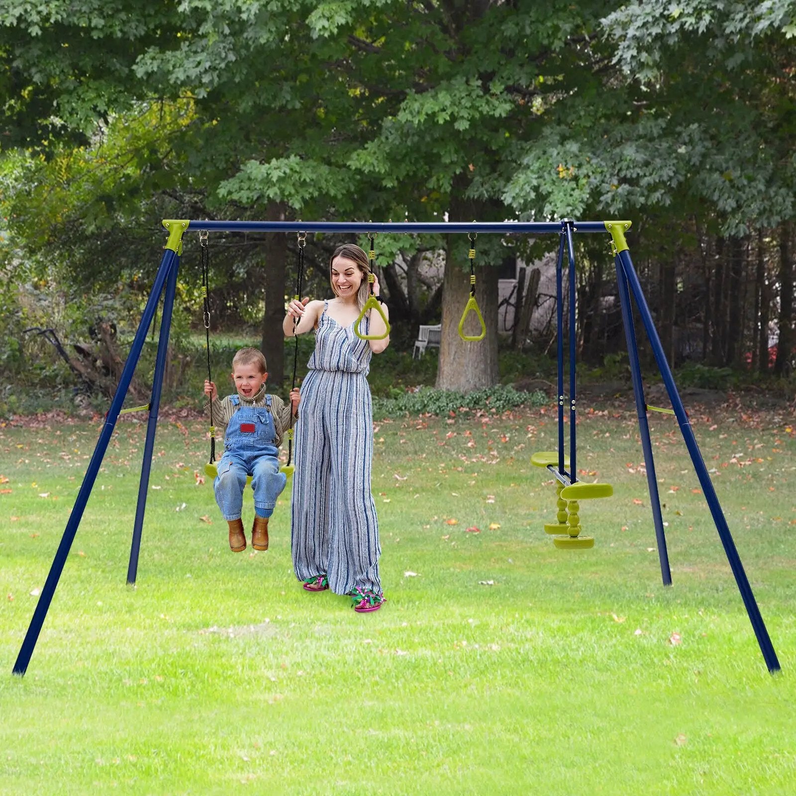 3-in-1 Outdoor Swing Set for Kids Aged 3 to 10 by DirectDeals