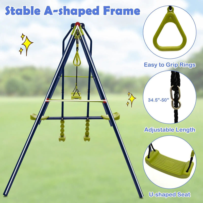3-in-1 Outdoor Swing Set for Kids Aged 3 to 10 by DirectDeals
