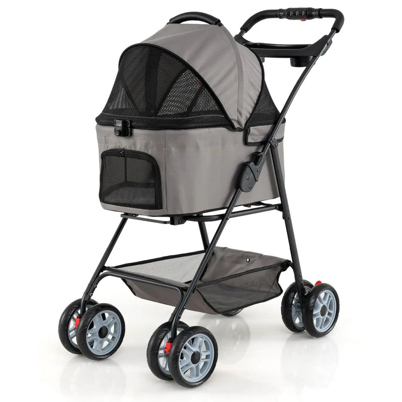 3 in 1 Pet Stroller with Removable Carrier up to 33 lbs-Gray by DirectDeals