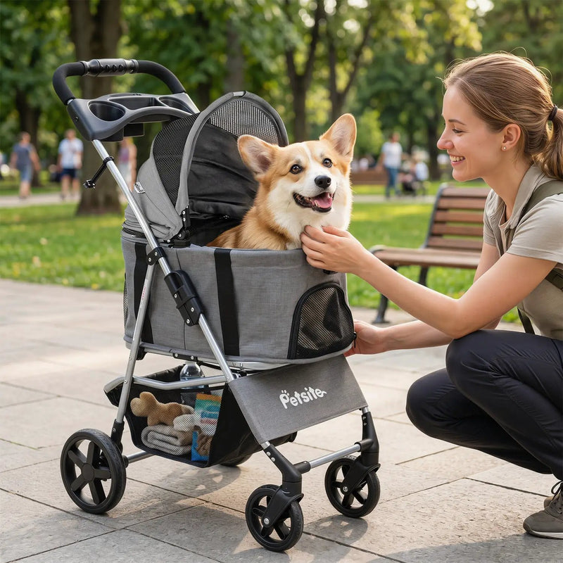 3-in-1 Foldable Pet Stroller for Small to Medium Dogs by DirectDeals