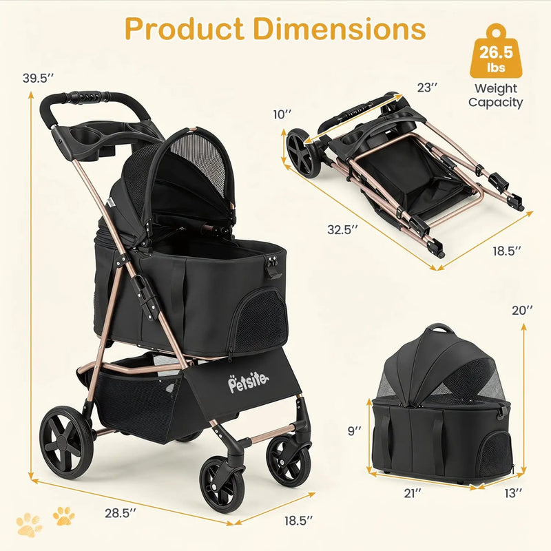 3-in-1 Foldable Pet Stroller for Small to Medium Dogs by DirectDeals