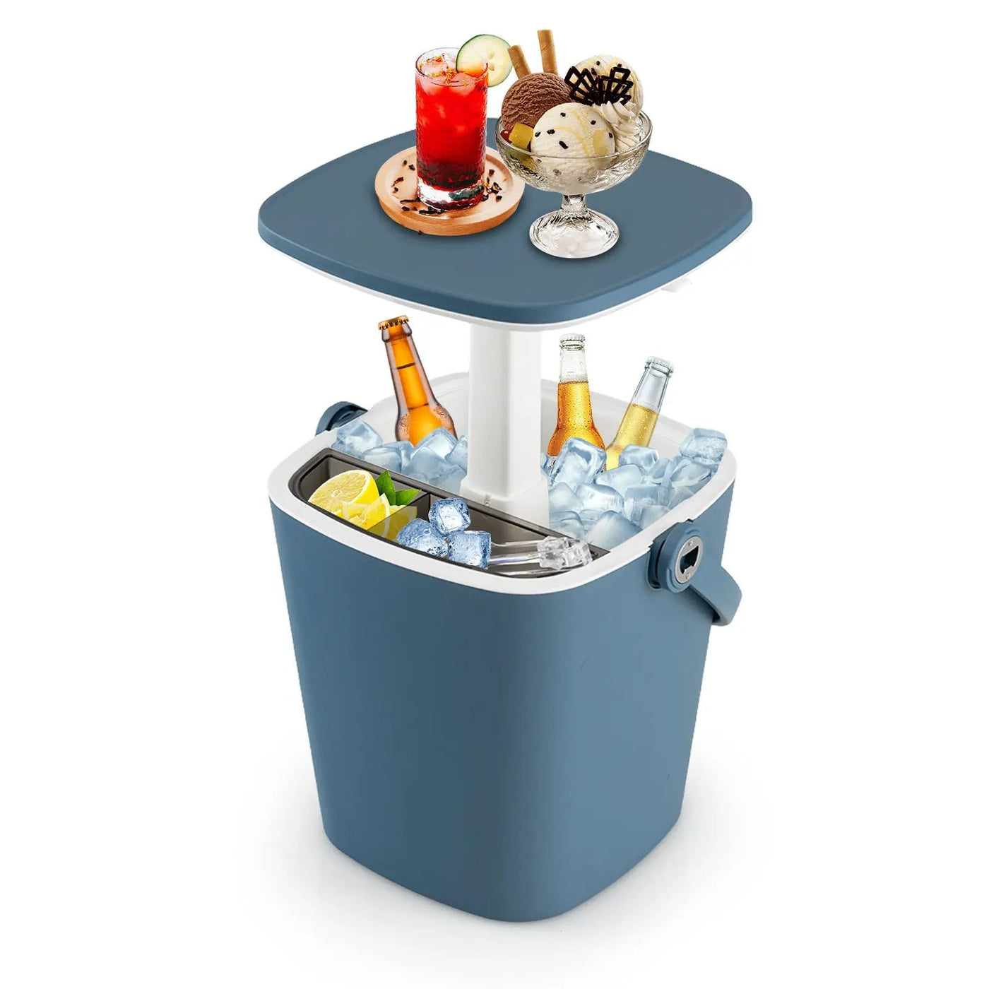 3-in-1 Portable Cooler Bar Table with Bottle Opener and Lift Top Lid for Camping Poolside by DirectDeals