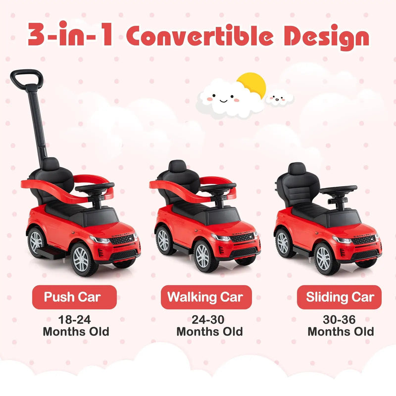 3 in 1 Push Car with Removable Handle and Guardrail for Kids 18-36 Months Old by DirectDeals