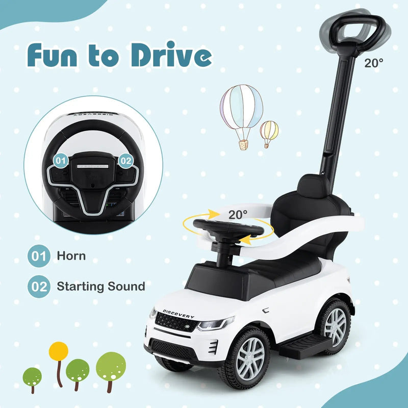 3 in 1 Push Car with Removable Handle and Guardrail for Kids 18-36 Months Old by DirectDeals