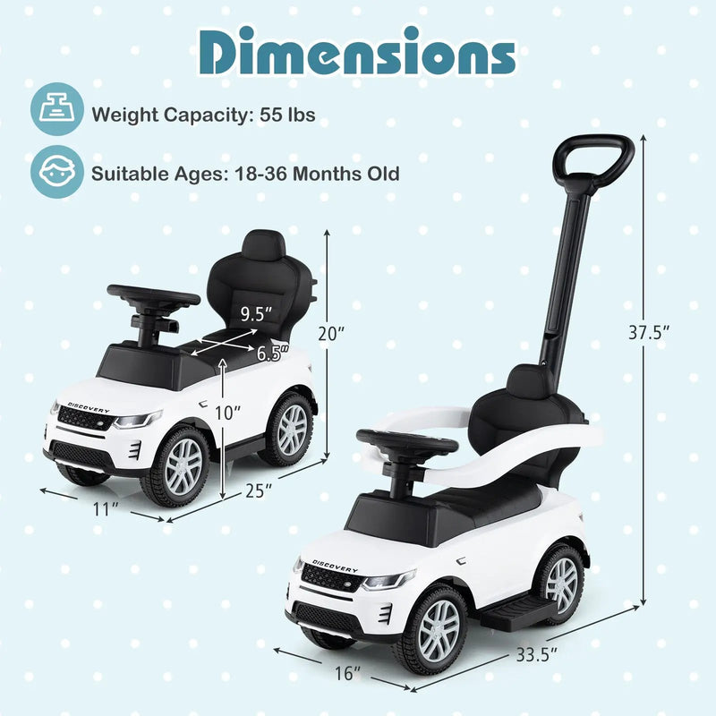 3 in 1 Push Car with Removable Handle and Guardrail for Kids 18-36 Months Old by DirectDeals