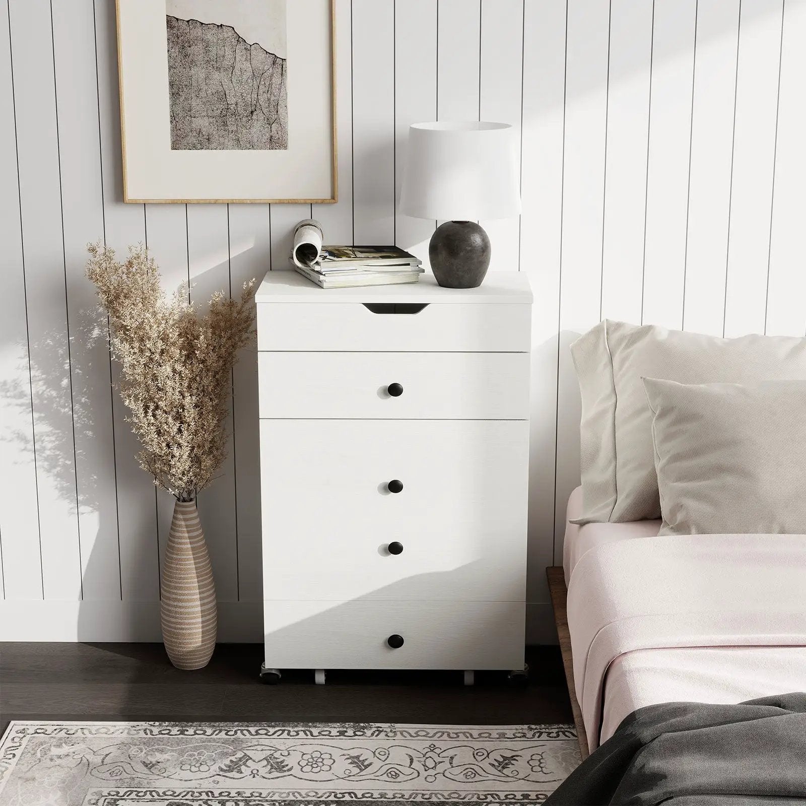 3-in-1 Small Vanity Desk Set with Flip-top Mirror and Lights with Drawers and Stool-White by DirectDeals