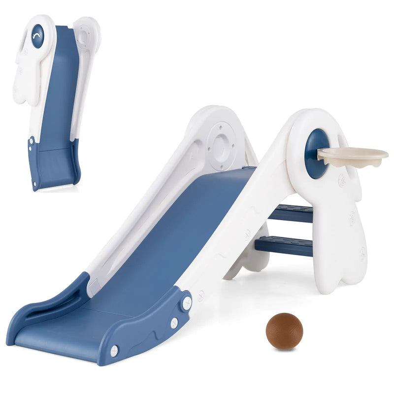 3 in 1 Toddler Slide Baby Slide Climber Playset with Basketball Hoop and Basketball by DirectDeals