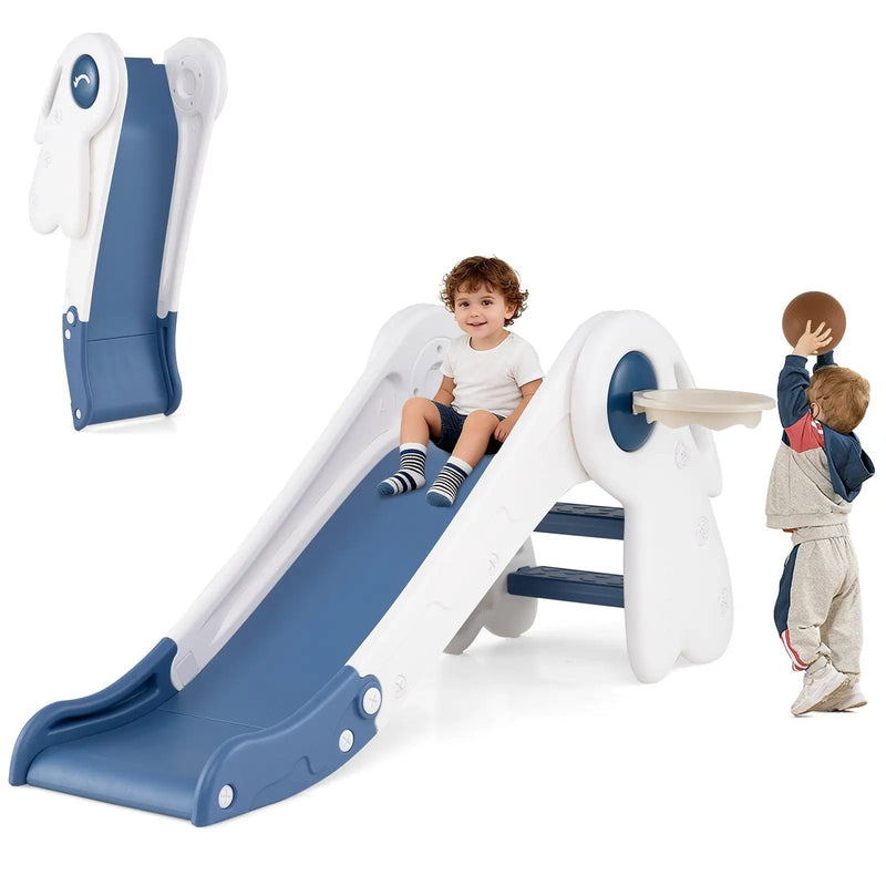 3 in 1 Toddler Slide Baby Slide Climber Playset with Basketball Hoop and Basketball by DirectDeals