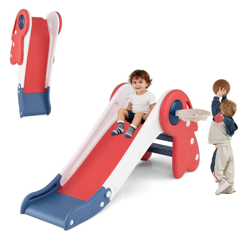 3 in 1 Toddler Slide Baby Slide Climber Playset with Basketball Hoop and Basketball by DirectDeals