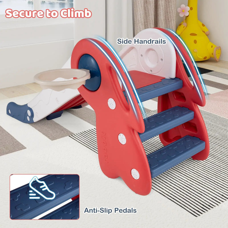3 in 1 Toddler Slide Baby Slide Climber Playset with Basketball Hoop and Basketball by DirectDeals