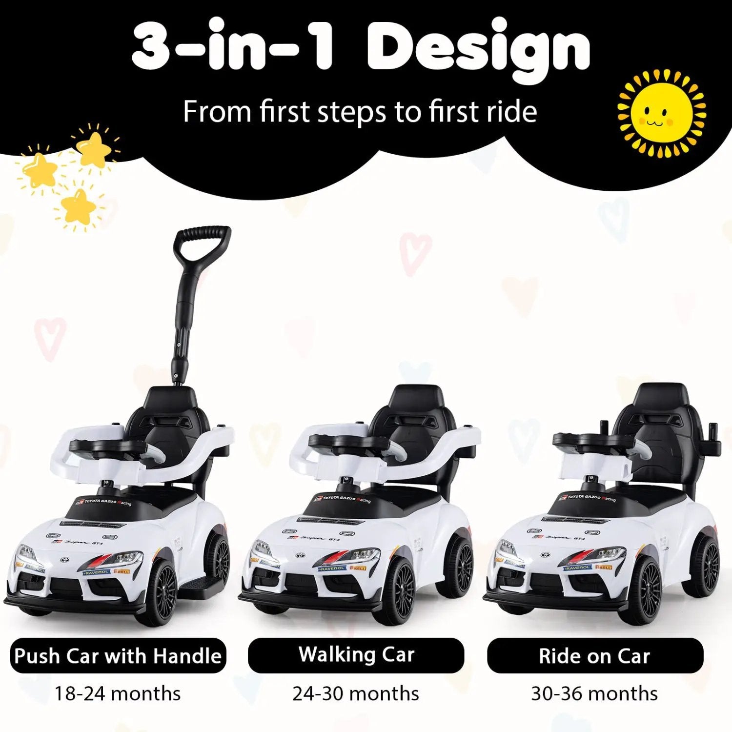 3-in-1 Toyota Licensed Foot-to-Floor Stroller Sliding Walking Toy by DirectDeals