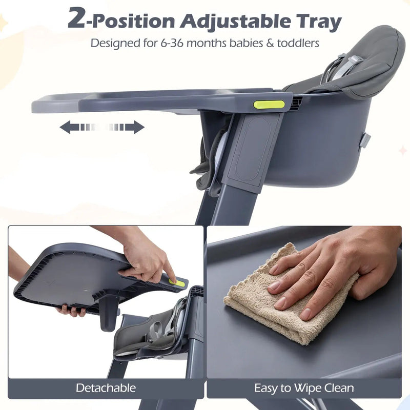3-in-1 Washable Baby High Chair with Tray Footrest by DirectDeals