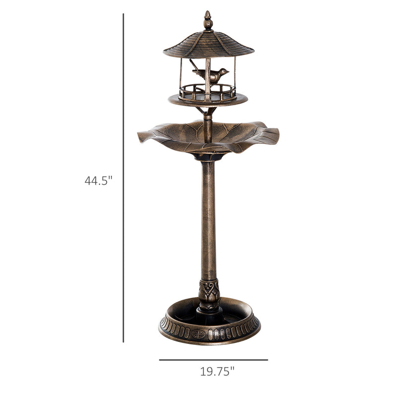 Resin Tall Bird Bath Feeder and Planter 44 Inch, dimensions drawing