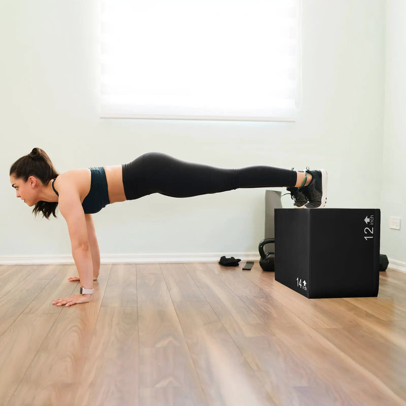 3 In 1 Foam Plyometric Box with 3 Heights and Easy-to-Clean PU Cover by DirectDeals