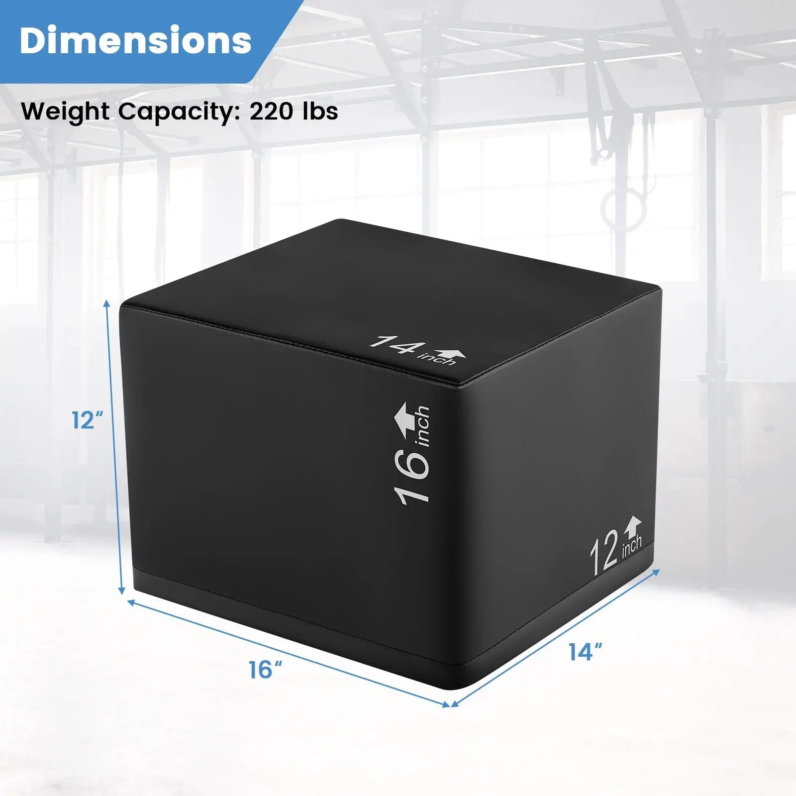 3 In 1 Foam Plyometric Box with 3 Heights and Easy-to-Clean PU Cover by DirectDeals