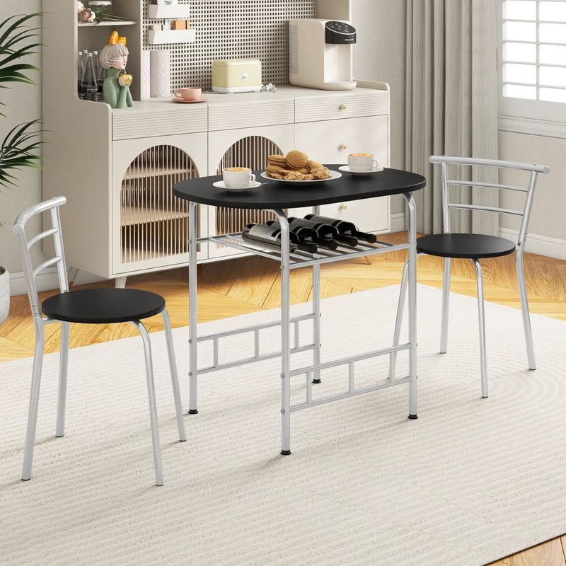 3 pcs Home Kitchen Bistro Pub Dining Table 2 Chairs Set by DirectDeals