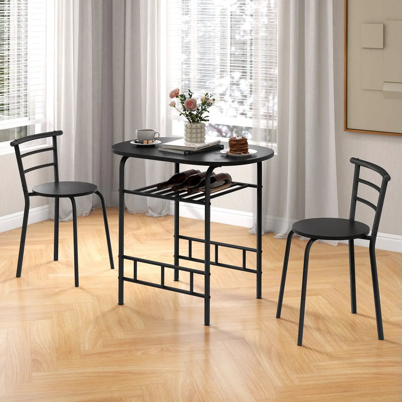 3 pcs Home Kitchen Bistro Pub Dining Table 2 Chairs Set by DirectDeals