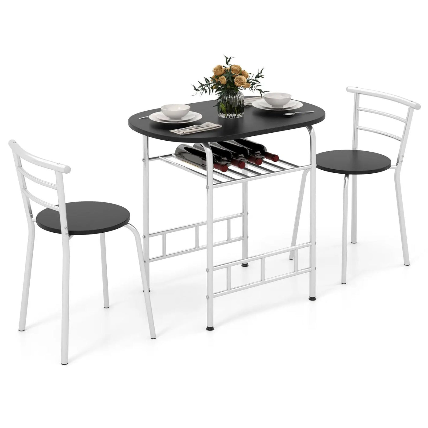 3 pcs Home Kitchen Bistro Pub Dining Table 2 Chairs Set by DirectDeals