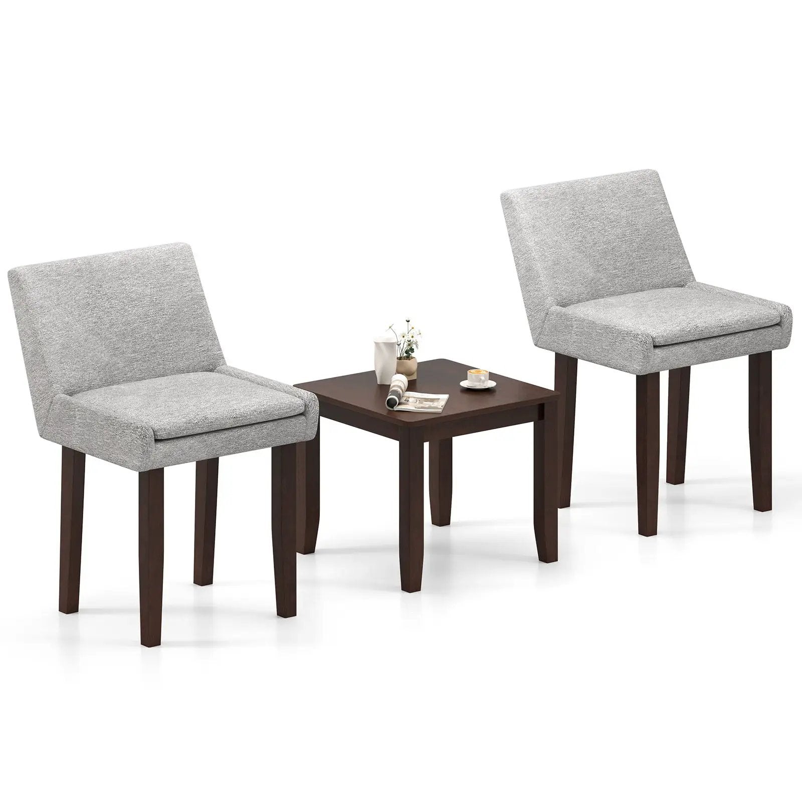 3-Piece Accent Table and Chair Set for Kitchen and Living Room-Brown & Gray by DirectDeals