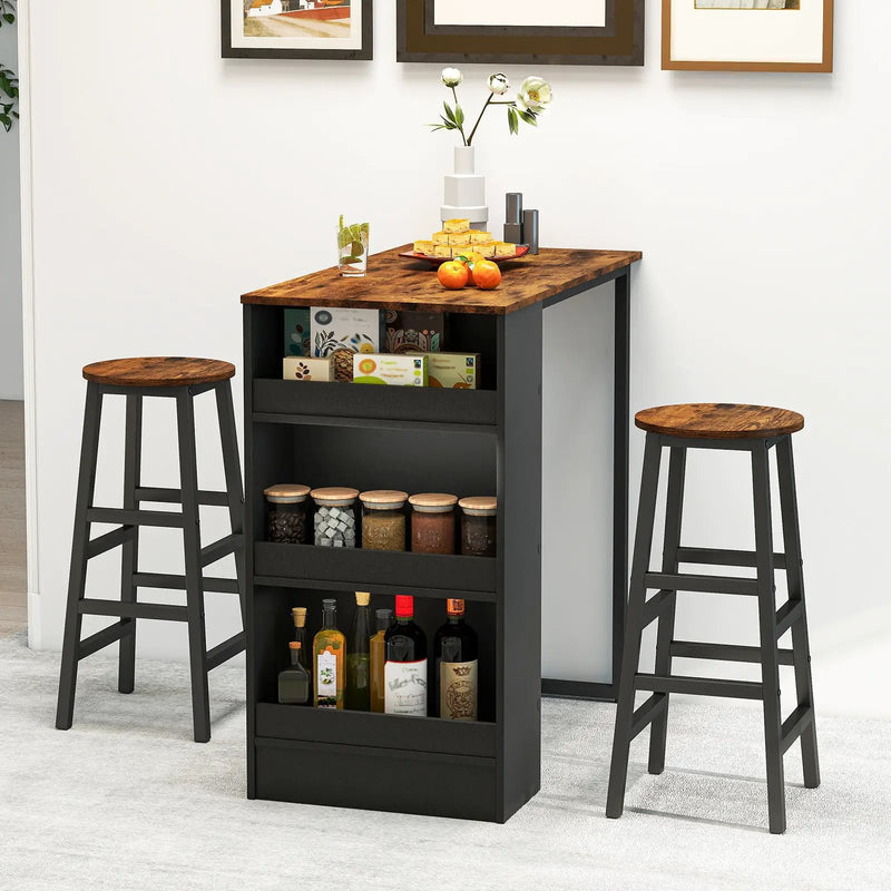 3 Pieces Bar Table Set with Storage by DirectDeals