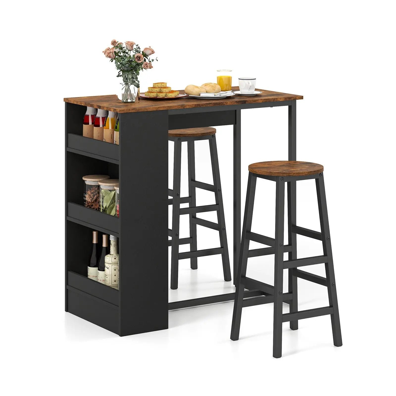 3 Pieces Bar Table Set with Storage by DirectDeals