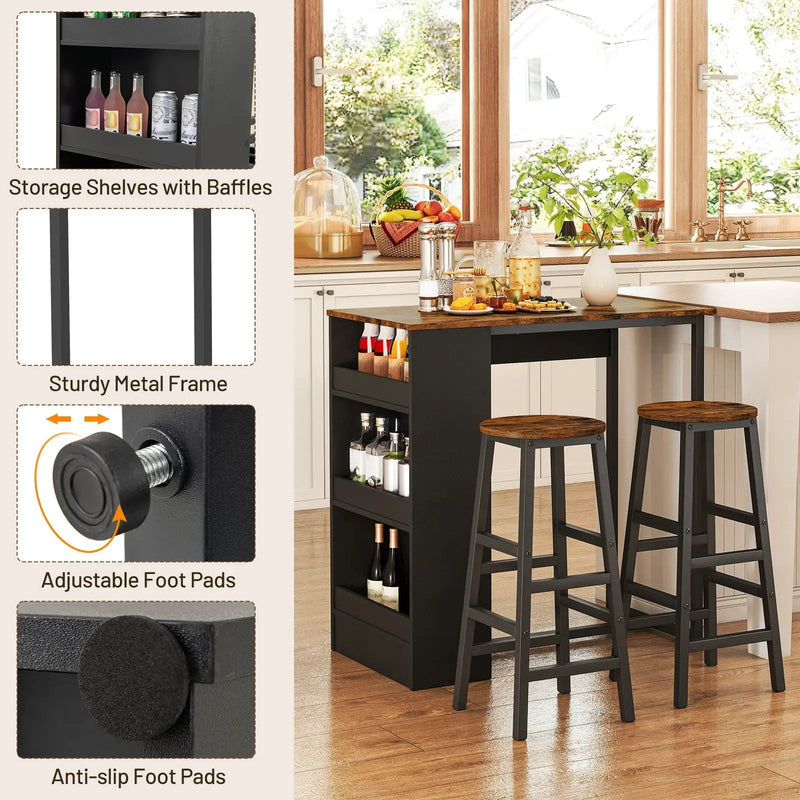 3 Pieces Bar Table Set with Storage by DirectDeals