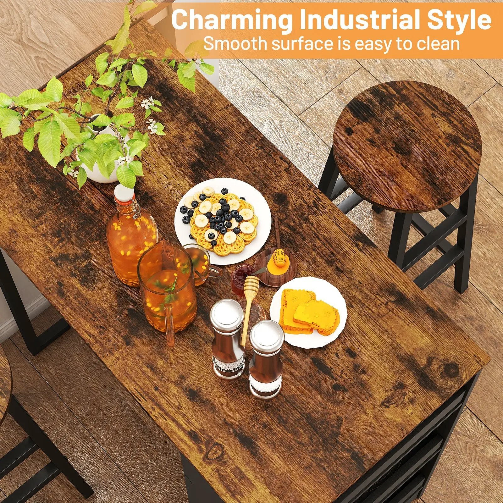 3 Pieces Bar Table Set with Storage by DirectDeals